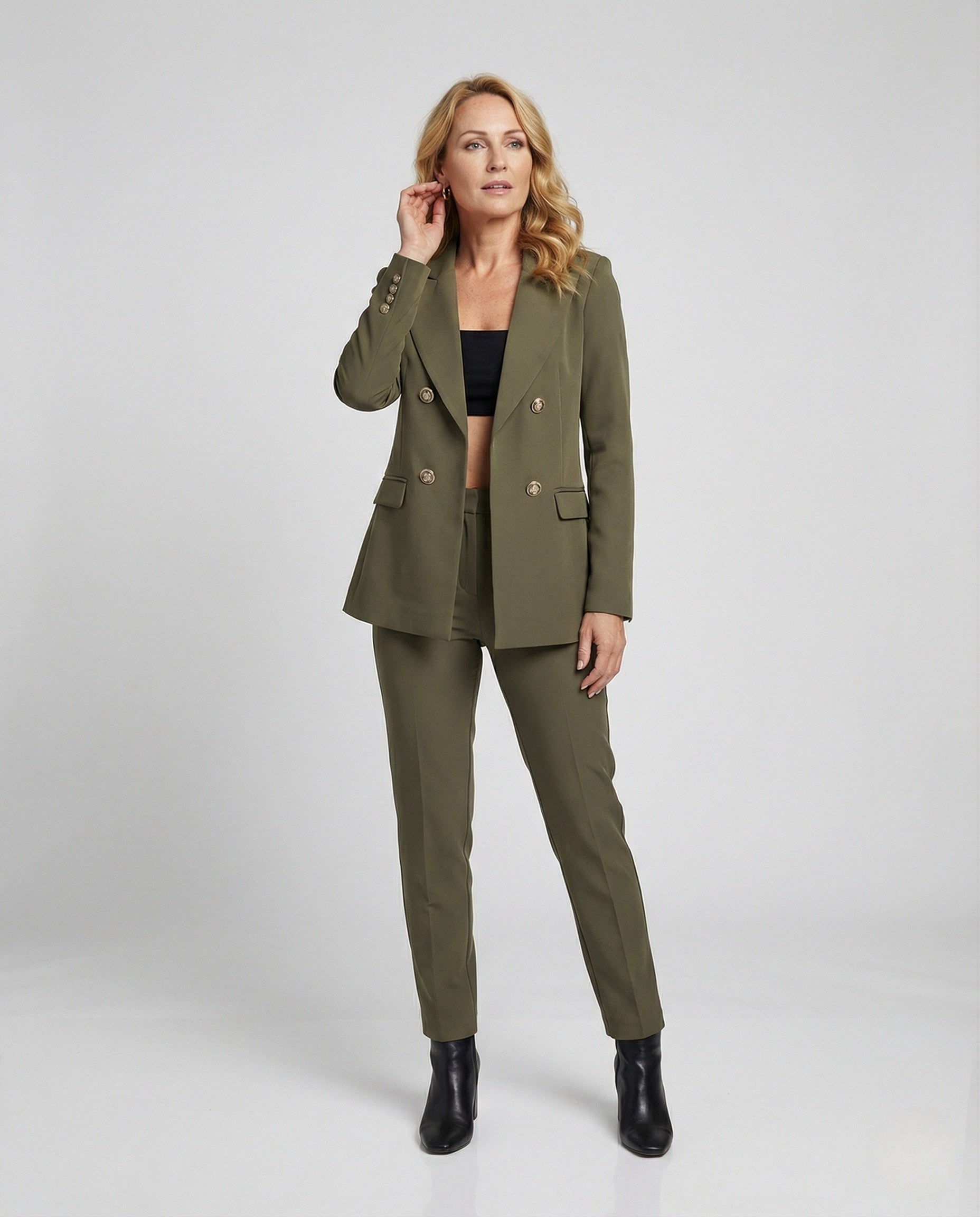 Damen Blazer Elegant Doppelknopf Schwarz - BerlinGlamour