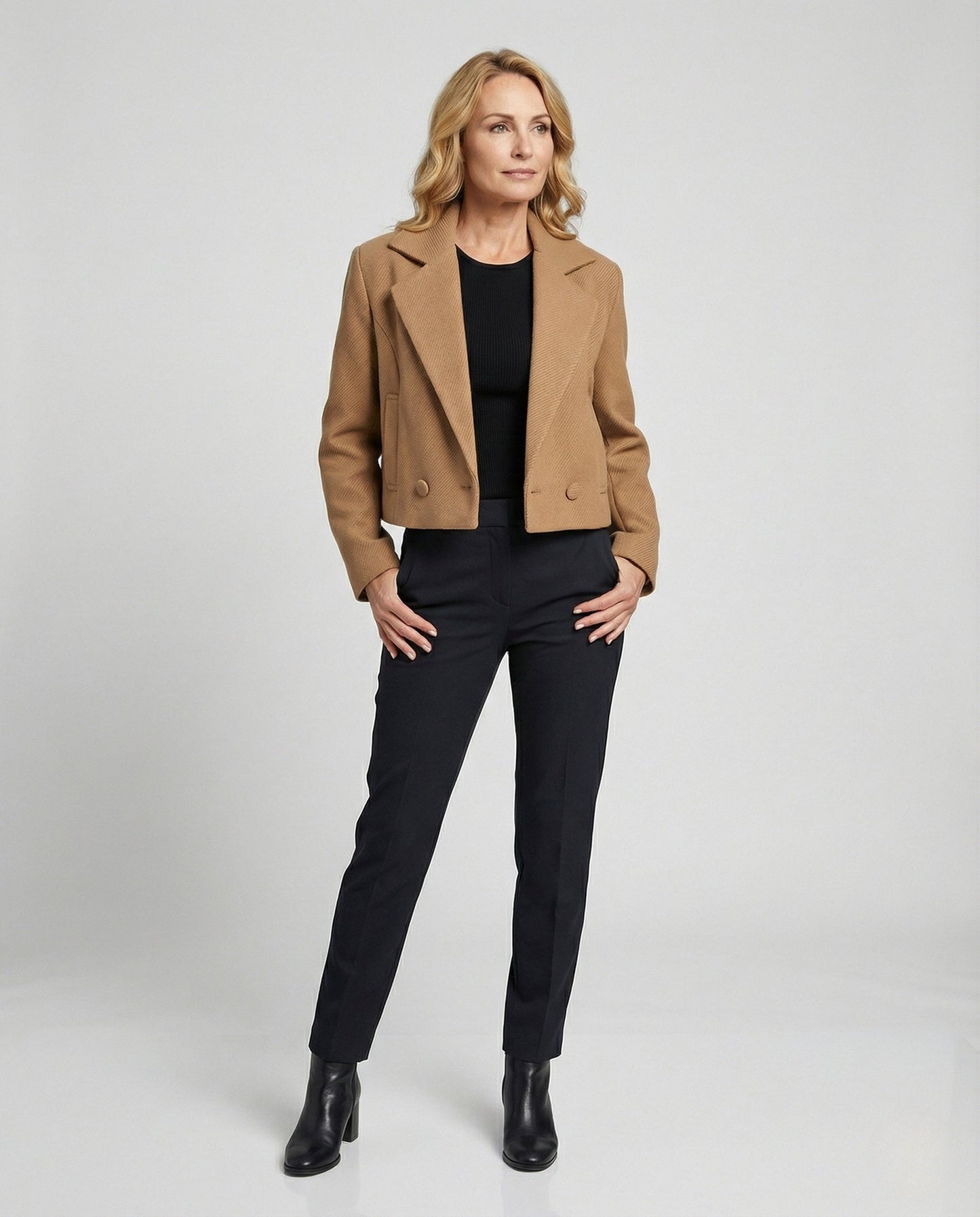 Damen Blazer Karierter Kurz Tailliert Modern - BerlinGlamour