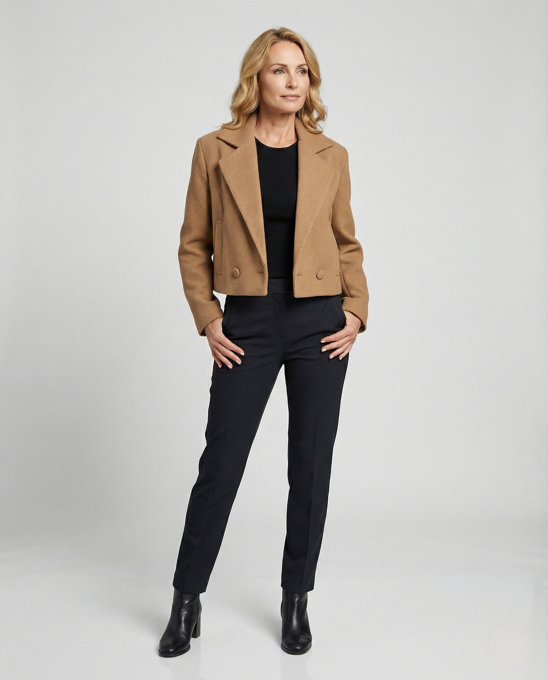 Damen Blazer Karierter Kurz Tailliert Modern - BerlinGlamour