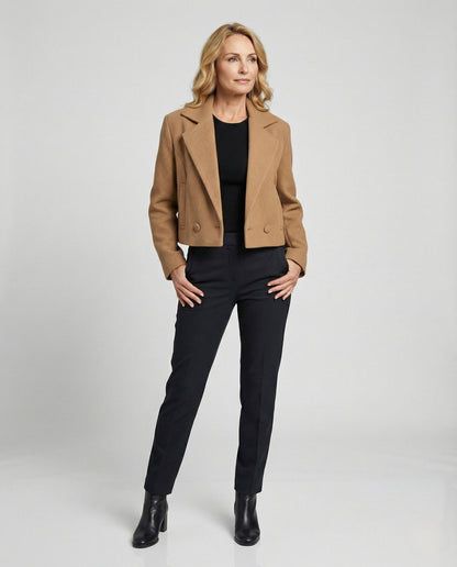 Damen Blazer Karierter Kurz Tailliert Modern - BerlinGlamour