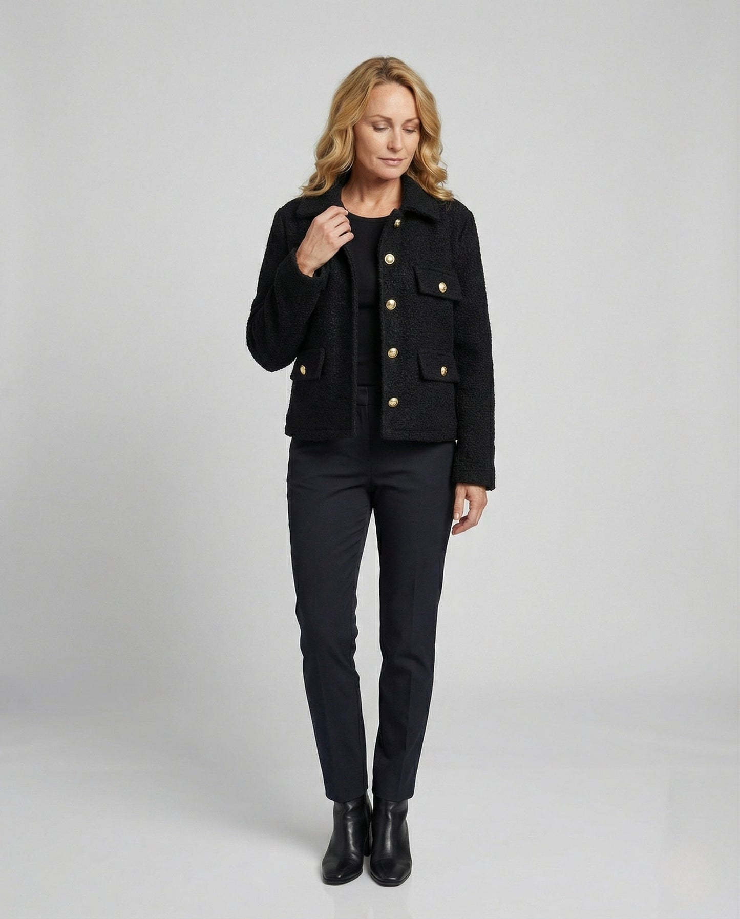 Damen Fleecejacke Warm mit Taschen und Knöpfen - BerlinGlamour