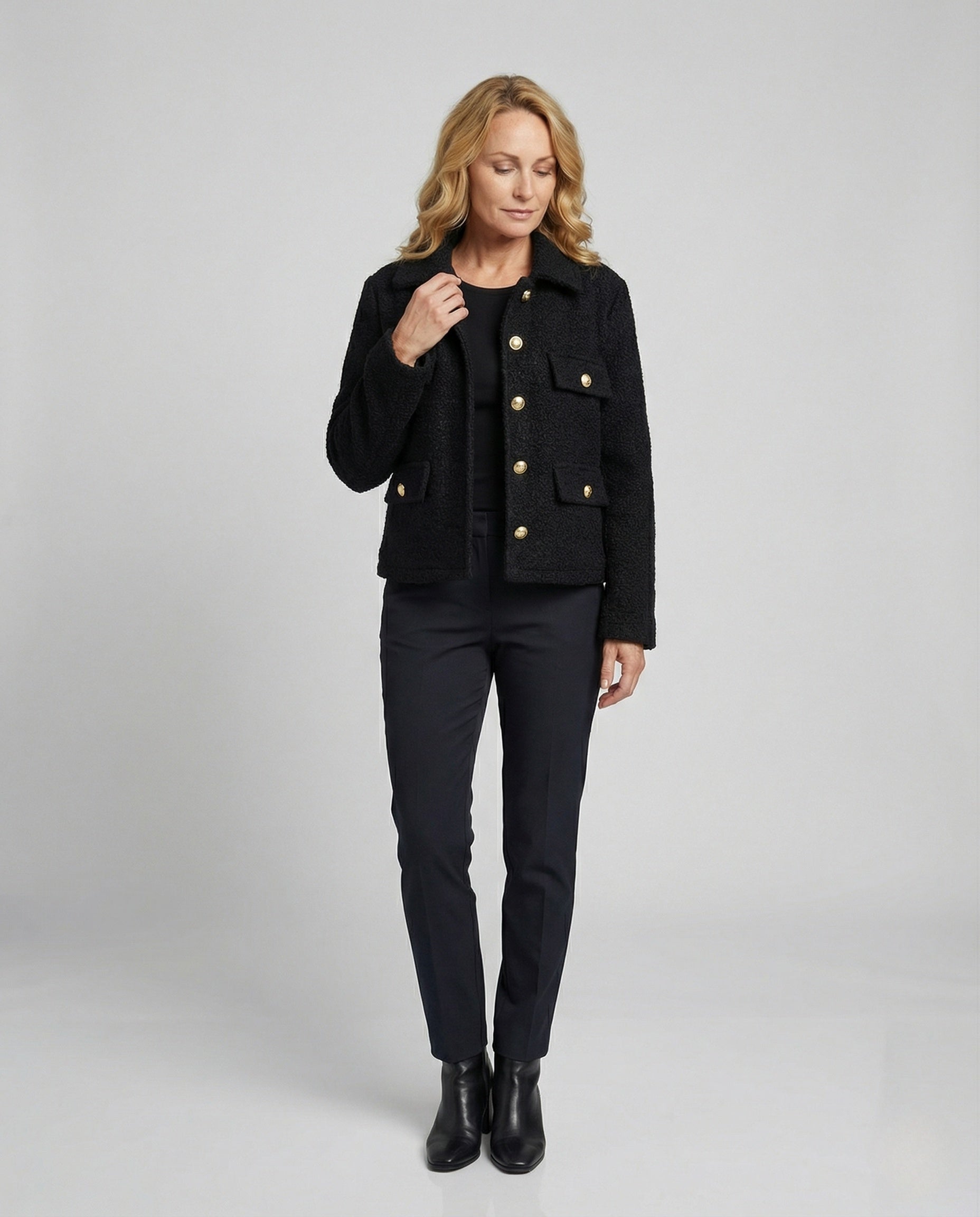 Damen Fleecejacke Warm mit Taschen und Knöpfen - BerlinGlamour