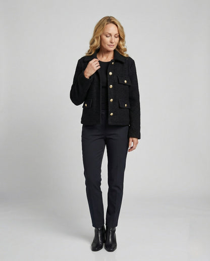 Damen Fleecejacke Warm mit Taschen und Knöpfen - BerlinGlamour