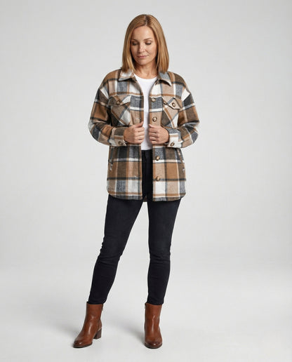 Damen Flanelljacke Kariert Oversize Groß - BerlinGlamour