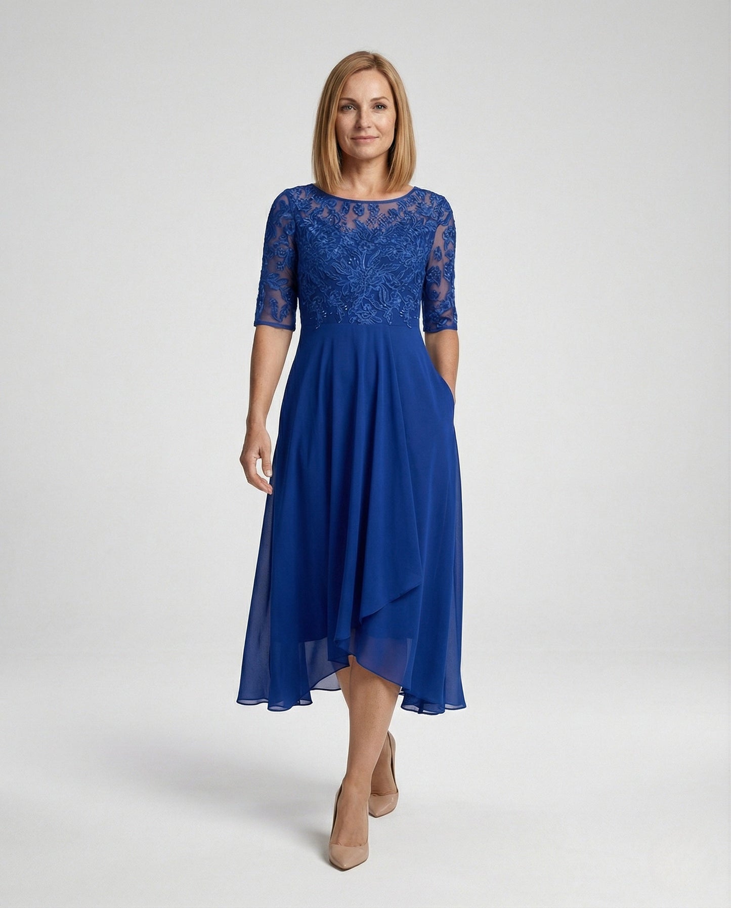 Elegantes Abendkleid Chiffon Spitze Lang - BerlinGlamour