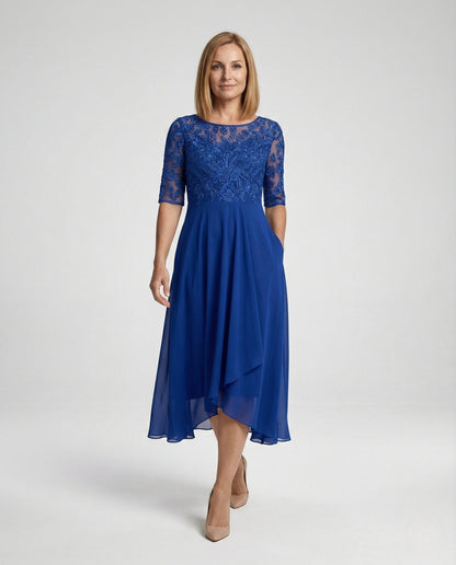 Elegantes Abendkleid Chiffon Spitze Lang - BerlinGlamour