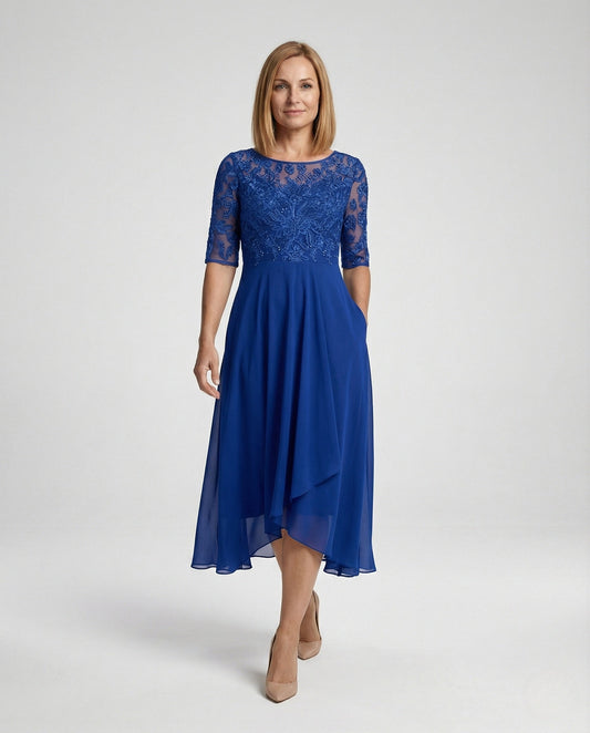 Elegantes Abendkleid Chiffon Spitze Lang - BerlinGlamour