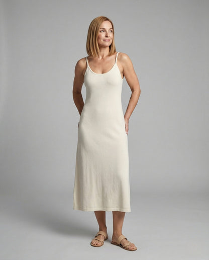 Langes Maxikleid Feinstrick Damen Spaghettiträger Sommerkleid - BerlinGlamour