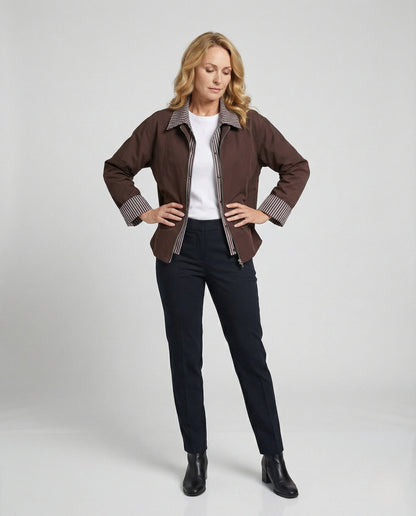 Freizeitjacke Boxig mit Streifenkragen und Ärmelumschlag - BerlinGlamour