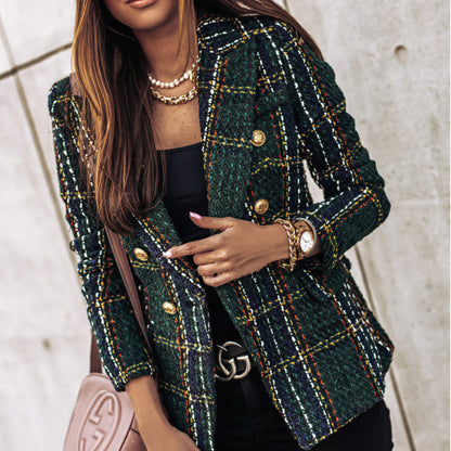 Damen Blazer Tailliert Karo Business - BerlinGlamour