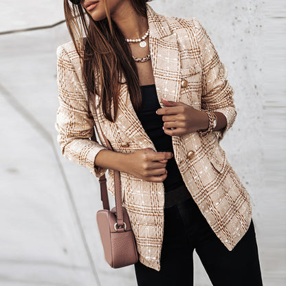 Damen Blazer Tailliert Karo Business