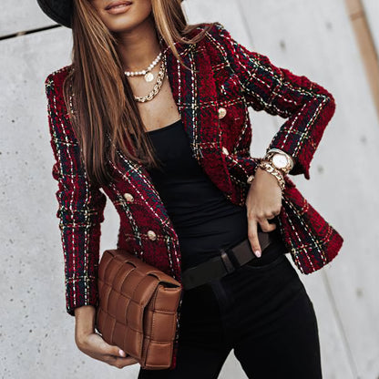 Damen Blazer Tailliert Karo Business