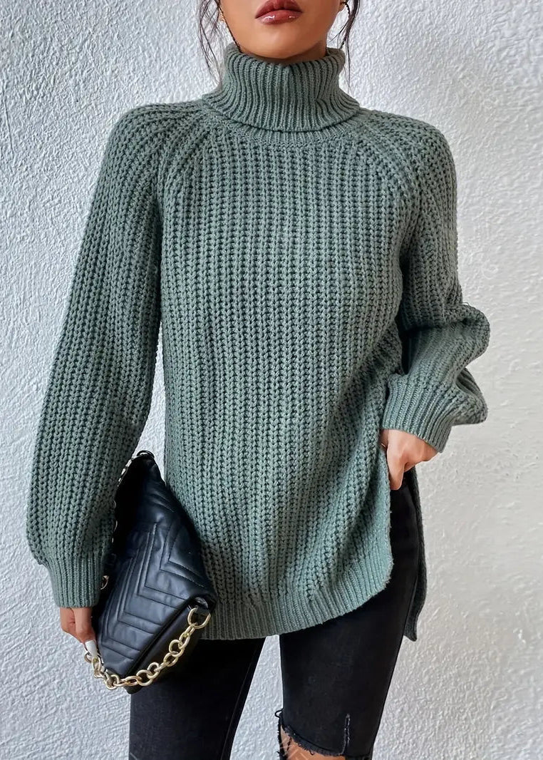 Damen Rollkragenpullover Warm Mit Rippstruktur Winter - BerlinGlamour