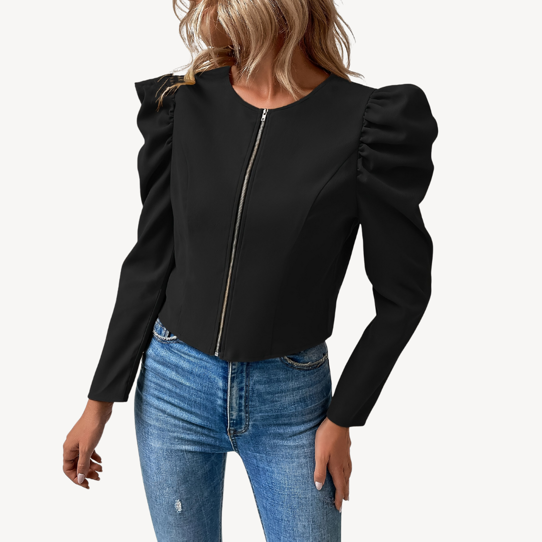 Puffärmel-Reißverschlussjacke Damen | Loravelle 1