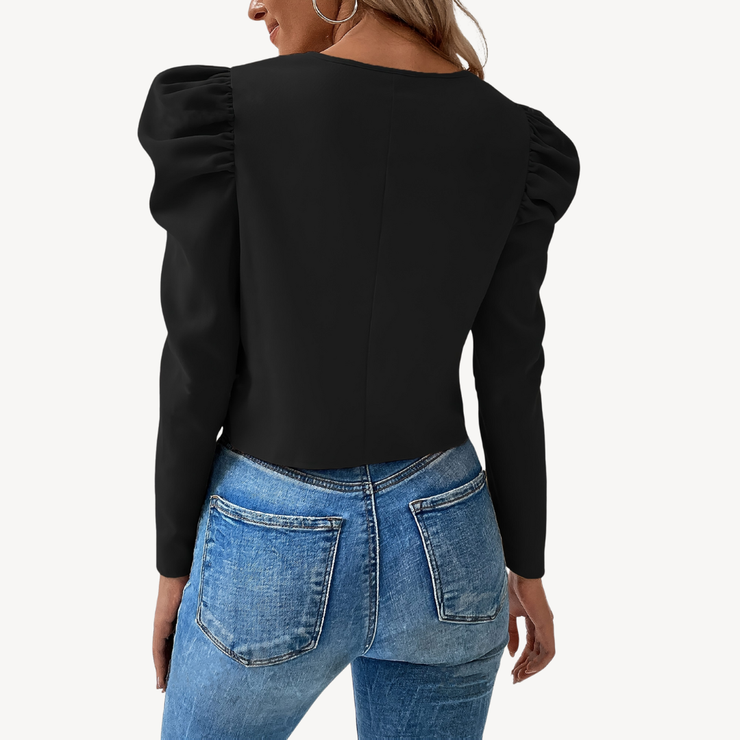 Puffärmel-Reißverschlussjacke Damen | Loravelle 2