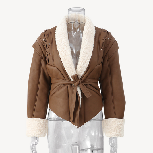 Puffer-Blazerjacke aus Leder für Damen | Loravelle 0