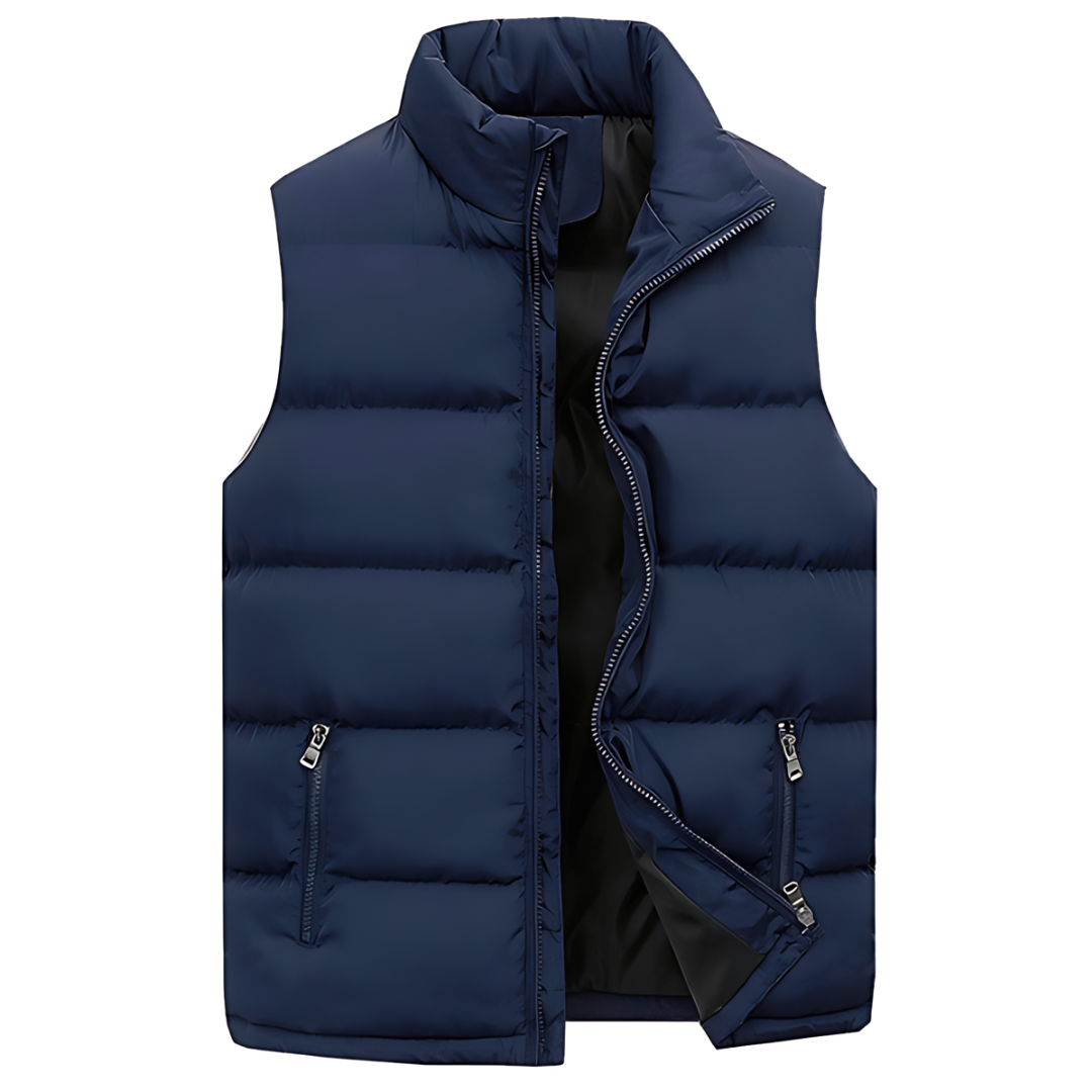 Puffer Vest – Ärmellose Weste mit Reißverschluss für Männer-Blau-M-Chaps Herrenmode