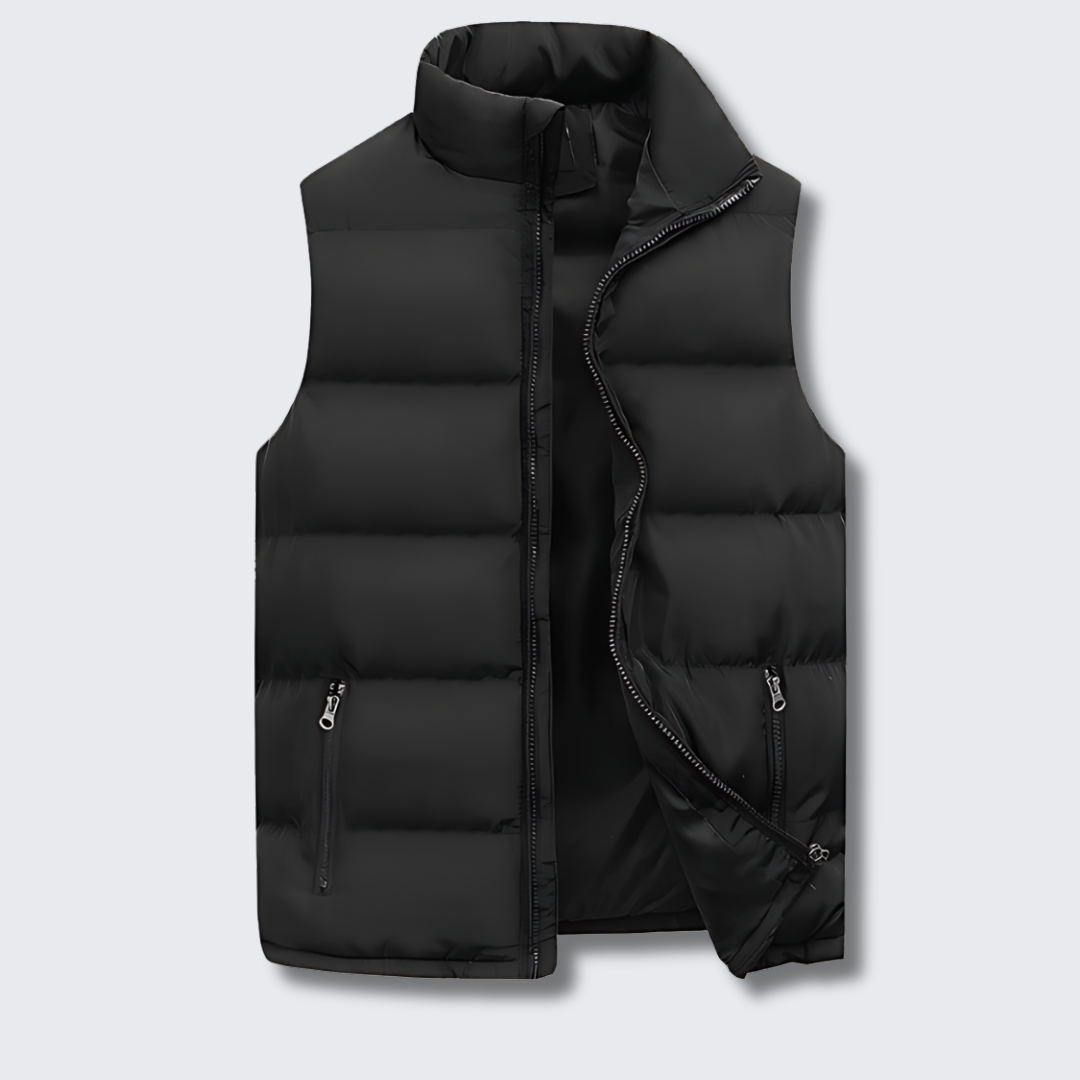 Puffer Vest – Ärmellose Weste mit Reißverschluss für Männer-Schwarz-M-Chaps Herrenmode