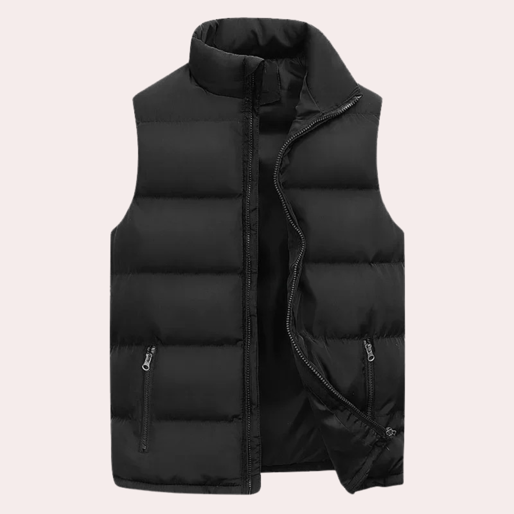 Puffer Weste | Mit Reißverschluss | Ärmellos | Gepolsterte Weste | Herrenweste-Schwarz-S-Chaps Herrenmode