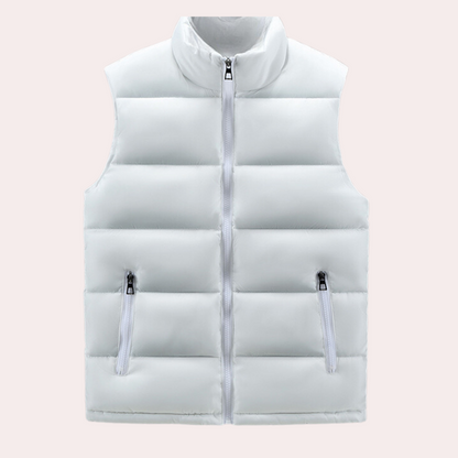 Puffer Weste | Mit Reißverschluss | Ärmellos | Gepolsterte Weste | Herrenweste-Weiß-S-Chaps Herrenmode