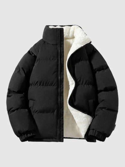 Pufferjacke | Fleece gefüttert | warm | wattierte Jacke | Herren Winterjacke-Schwarz-S-Chaps Herrenmode