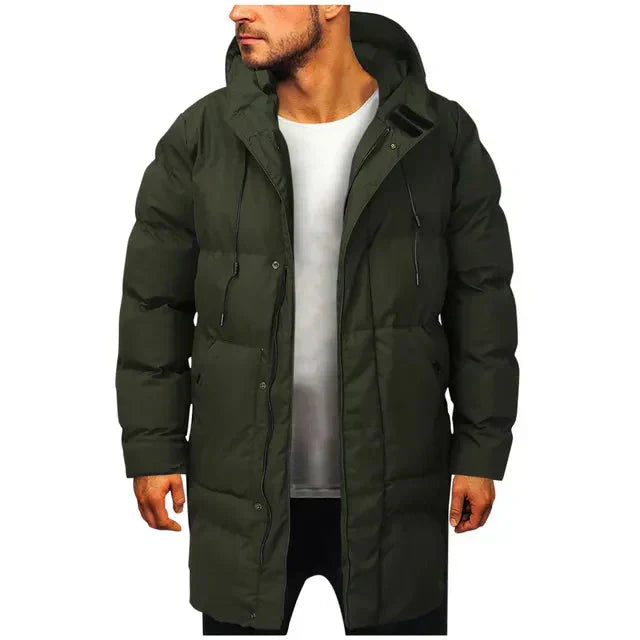 Pufferjacke | Gepolstert | Kapuze | Daunenjacke | Herren Wintermantel-Armeegrün-M-Chaps Herrenmode