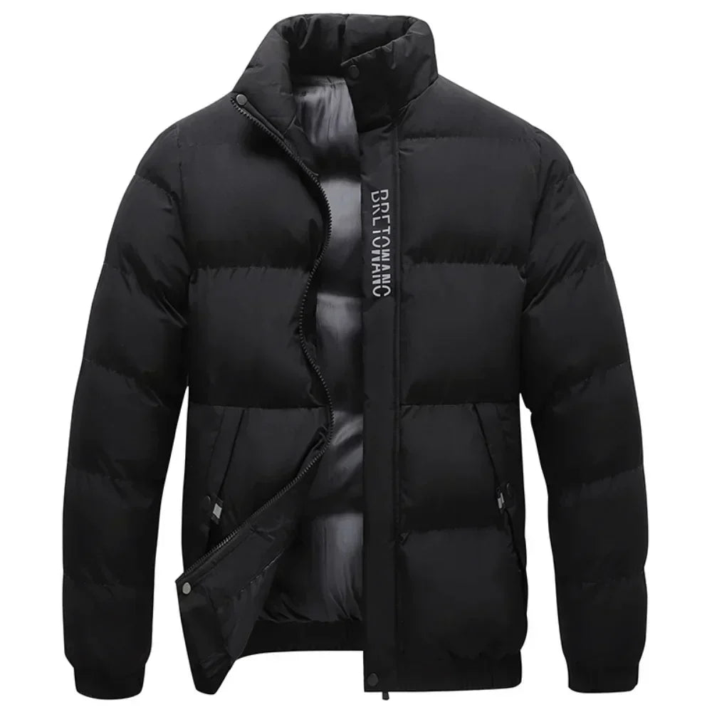 Pufferjacke | Gepolstert | Warm | Daunenjacke | Herren Winterjacke-Schwarz-S-Chaps Herrenmode