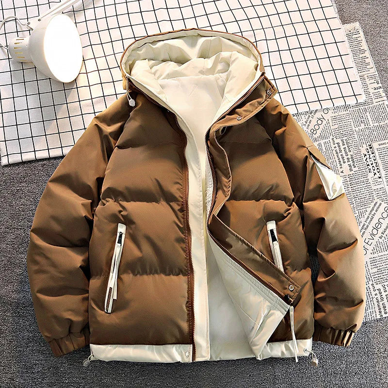 Herren Daunenjacke Warm Kapuze Winterjacke Schwarz - BerlinGlamour