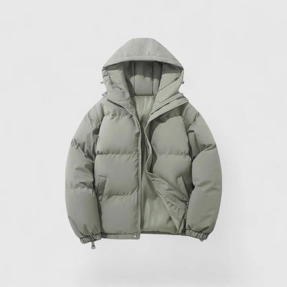 Pufferjacke | Mit Kapuze | Gewattert | Daunenmantel | Herren-Winterjacke-Hellgrau-S-Chaps Herrenmode