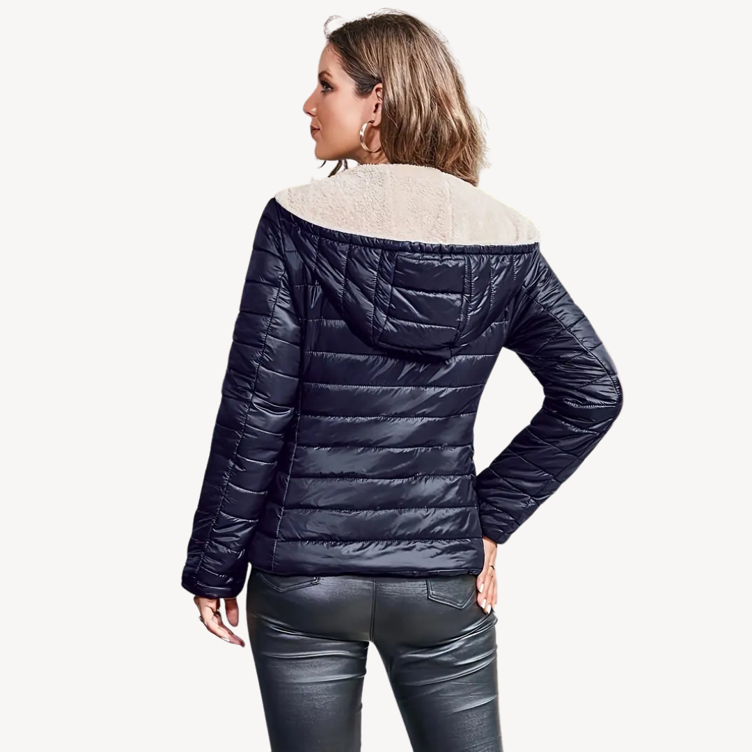 Pufferjacke für Damen mit Sherpa-Futter und Reißverschluss | Loravelle 3