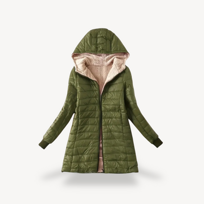 Pufferjacke mit Kapuze und Sherpa-Futter für Damen | Loravelle 1