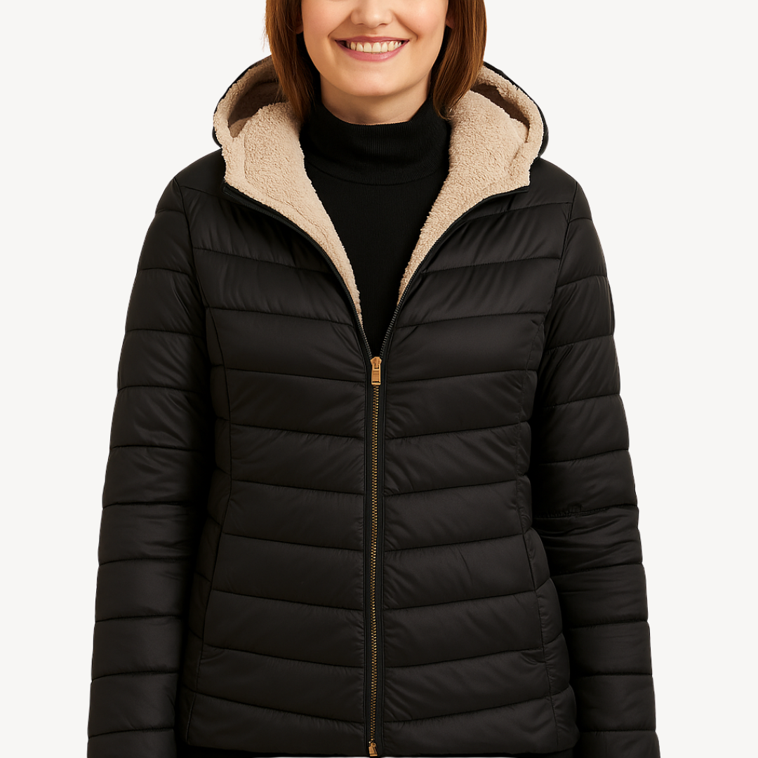 Pufferjacke mit Kapuze und Sherpa-Futter für Damen | Loravelle 4