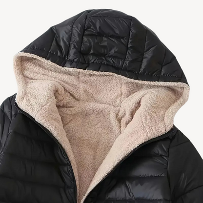 Pufferjacke mit Kapuze und Sherpa-Futter für Damen | Loravelle 6