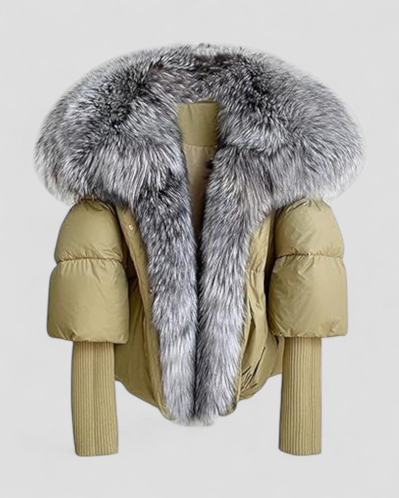 Pufferjacke mit Kunstpelzkragen für Damen 0