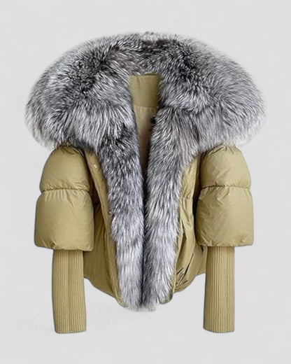 Pufferjacke mit Kunstpelzkragen für Damen 0