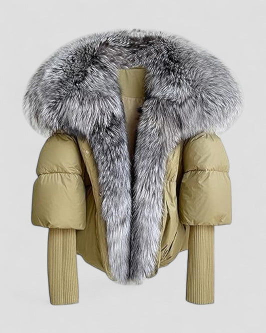 Pufferjacke mit Kunstpelzkragen für Damen 0