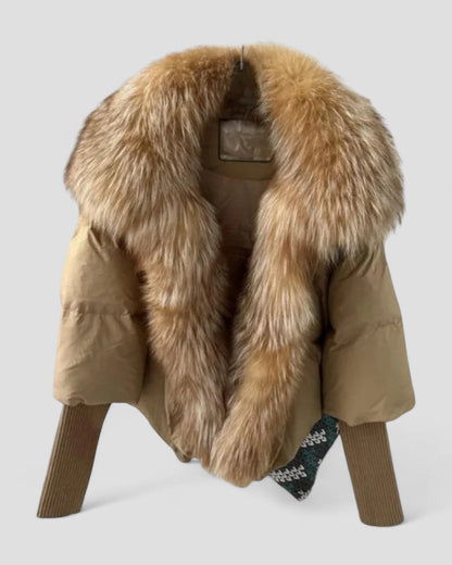 Pufferjacke mit Kunstpelzkragen für Damen 1