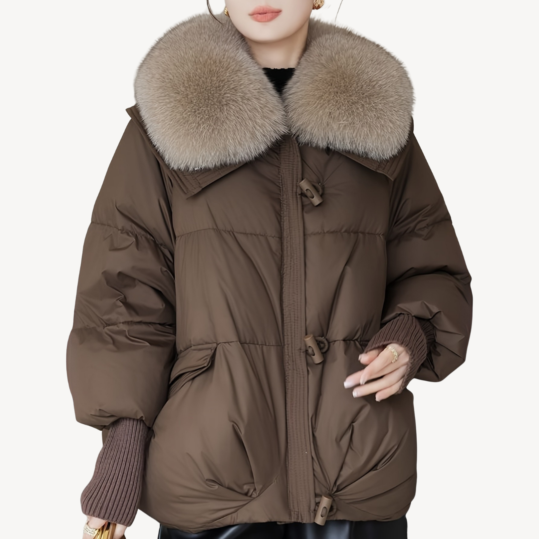Pufferjacke mit Kunstpelzkragen für Damen | Loravelle 0