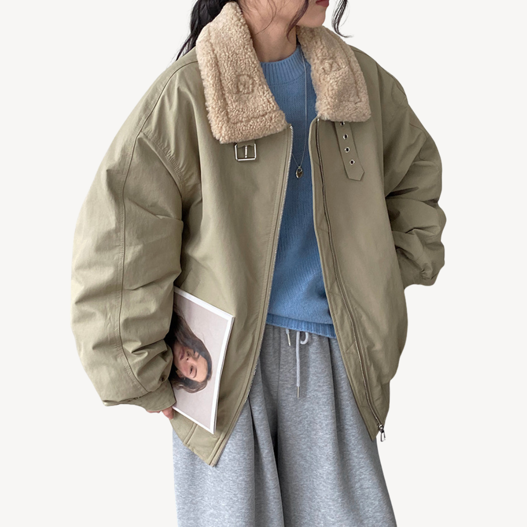 Pufferjacke mit Shearling-Kragen für Damen | Loravelle 1