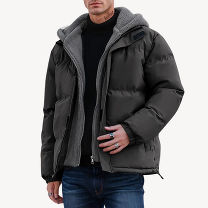 Pufferjacke mit Sherpa-Futter und Kapuze für Herren | Loravelle 0