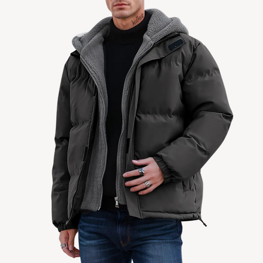 Pufferjacke mit Sherpa-Futter und Kapuze für Herren | Loravelle 0