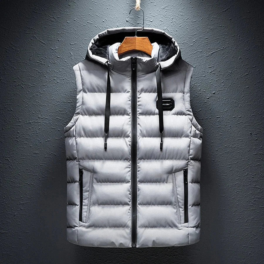 Pufferweste | Kapuzenweste | Weste | Winterweste | Herrenweste-Grau-S-Chaps Herrenmode