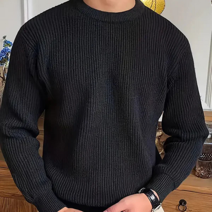 Herren Pullover Rundhals Ribbed Strick Qualität - BerlinGlamour