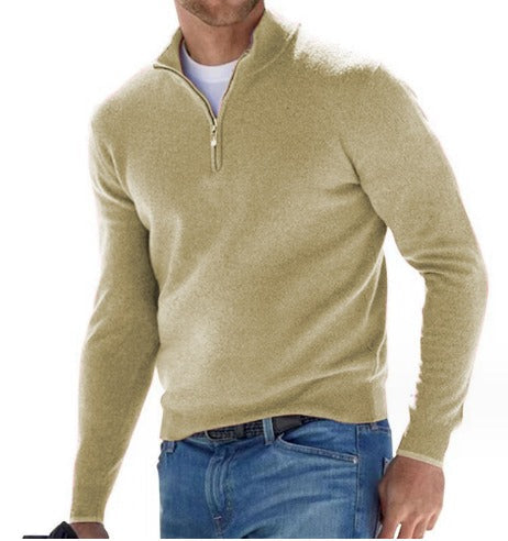 Pullover - Herren Strickpullover mit Viertel-Reißverschluss-Aprikose-S-Chaps Herrenmode