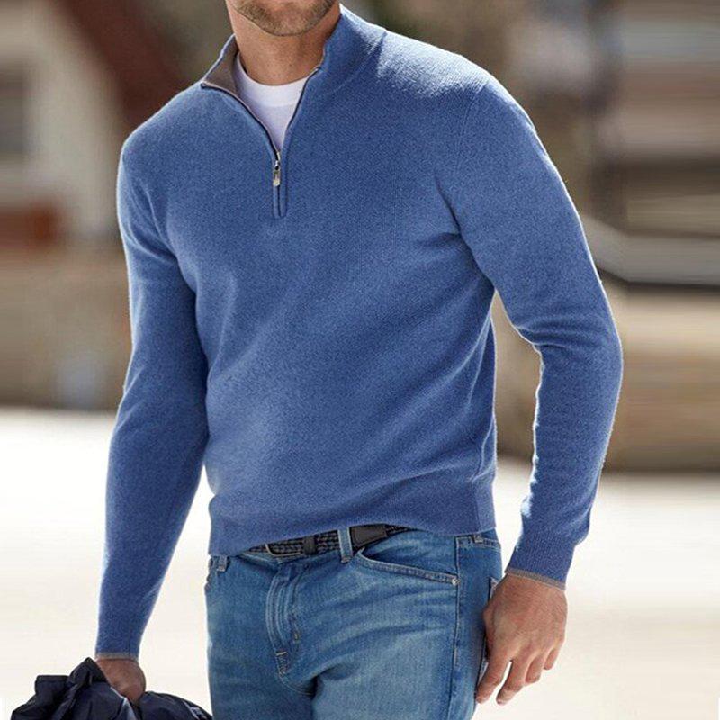 Herren Pullover Strick Viertelreißverschluss Warm - BerlinGlamour