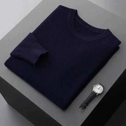 Pullover – Langärmliger Herren-Strickpullover aus Merinowolle-Dunkelblau-M-Chaps Herrenmode