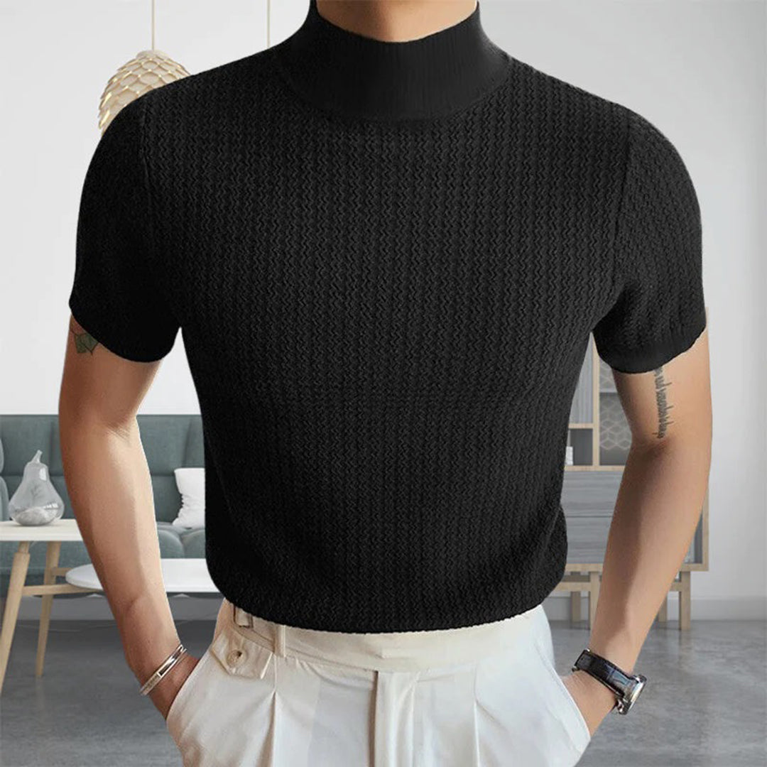 Männer Rollkragen T-Shirt Kurzarm Sportlich Modern - BerlinGlamour