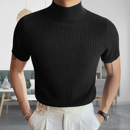 Männer Rollkragen T-Shirt Kurzarm Sportlich Modern - BerlinGlamour