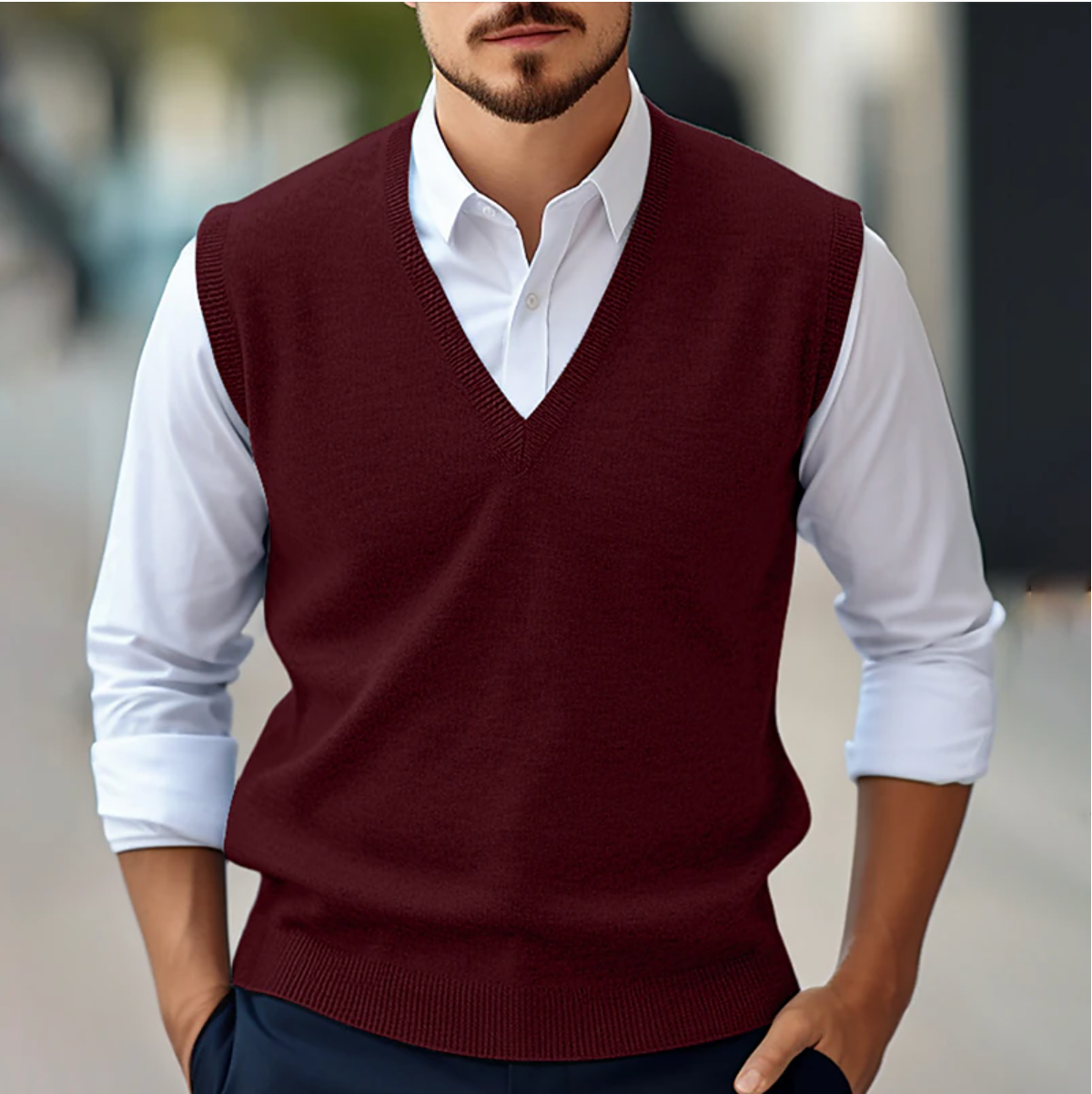 Ärmellose Herren Strickweste V-Ausschnitt Pullover - BerlinGlamour