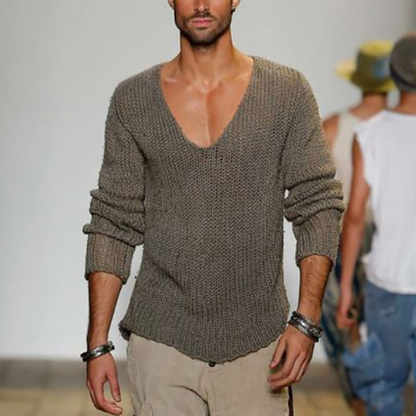 Herren Strickpullover Langarm V-Ausschnitt Casual - BerlinGlamour